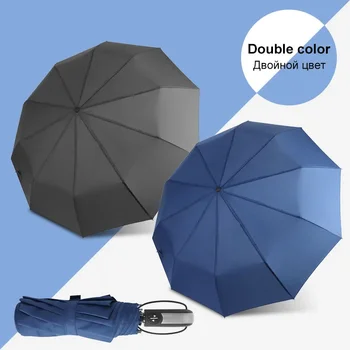  Szélálló összecsukható automatikus esernyő Eső női autó Luxus Nagy szélálló esernyők Eső férfiaknak Fekete bevonat 10K napernyő