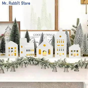 Hókerámia Asztali kúp karácsonyi dekorációkhoz Szoba otthoni kellékek választása Nordic Style House fehér kerámia LED világító