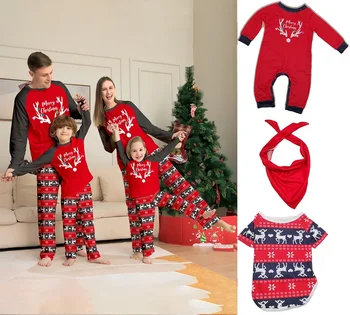 Új DIY üres az elülső oldalon Családi 2023 karácsonyi pizsama szett Felnőtt gyerekek Baba-kutya hozzáillő ruhák puha hálóruha Családi megjelenés Pjs