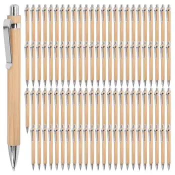 100 db/tétel Bambusz golyóstoll tollas ceruza Contact Pen Irodai és iskolai kellékek Tollak és írószerek Ajándékok-kék tinta