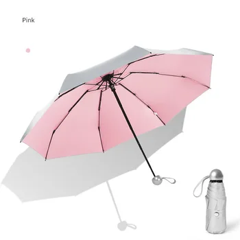 Női esernyő titán ezüst 8 csont ötszörös összecsukható napvédő UV-gátló összecsukható nap- és esőnapernyő
