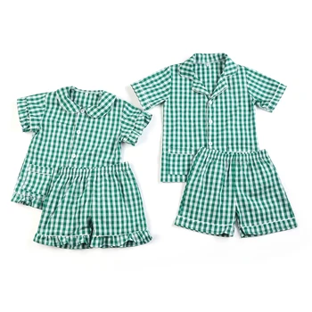 Új design Baba családi hálóruha szettek Gyermekek Egyszerű tömör pamut fiúk Lányok pizsama Hozzáillő kisgyermek ruhák