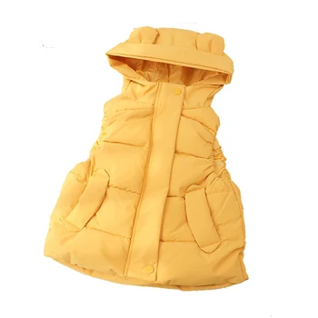Tank felső téli kapucnis plüss meleg mellényes kabát 1-7 éves fiú és lány édes aranyos ujjatlan kabát divat gyerekruházat
