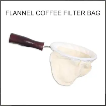 Újrafelhasználható kávészűrő Táska kendő Kézzel készített kávészűrő szűrő fa fogantyúval Szűrőcsomag edény Flanel szövet hálós kosár eszköz