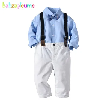 4Piece Spring Fall Toddler ruhák Kids Boys ruhák Baby Gentleman póló+nadrág+masni+pántok Gyerekruházati szettek BC1609-1