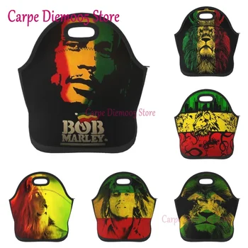 Bob Marley neoprén uzsonnás doboz Újrafelhasználható szigetelt uzsonnás táska nőknek Férfi uzsonnás doboz kemping ajándékokhoz
