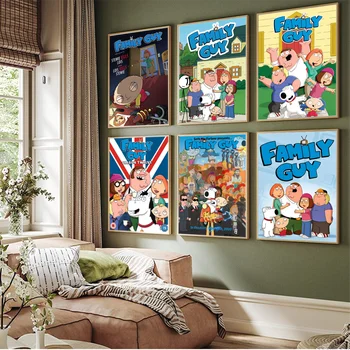 Rajzfilm G-Guy Cool F-Family poszter Klasszikus vintage poszterek HD minőségű falfestmények Retro poszterek otthoni szoba fali dekorációhoz