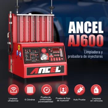 ANCEL AJ600 üzemanyag-befecskendező fűtéstisztító és teszter gép 6 hengeres üzemanyag-befecskendező tisztító teszter autóhoz és motorkerékpárhoz 110V 220V