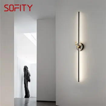 SOFITY Kortárs fekete sárgaréz szalag fali lámpa LED 3 szín Különlegesen kreatív Sconce fény folyosói ágyhoz Nappali dekoráció