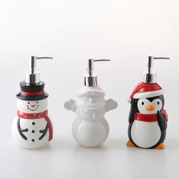 Kerámia lotion palack Medve / pingvin / hóember Karácsonyi szappanadagoló Kézfertőtlenítő palackok Samponos üveg tusfürdő palackok