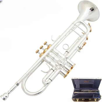 Trompet Profesyonel Seviye LT197S77 Gümüş Kaplama Trumpete Orijinal Mavi Kutu yüksek kaliteli enstrüman bb trompeta