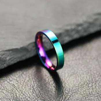 Az új rozsdamentes acél siklógyűrű 4 mm-es könnyű gyűrű titánacél nem fakulja ki a kisebbségi női ékszerek színét