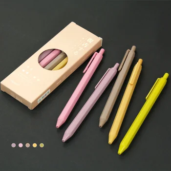 5db/doboz Kattintson a Típus hatszögletű golyóstollra Retro színes tinta Visszahúzható gél tollak íráshoz Naplójelölő Office Iskola