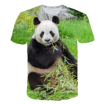 kawaii panda pólók Állat 3D nyomtatás Streetwear Alkalmi Divat Túlméretezett kerek nyakú póló Gyerekek Fiú lány Pólók Felsők Ruházat 0