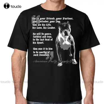 Férfi pamut rövid ujjú póló He's Your Friend Pit Bull póló by American Bully férfi fekete póló Sm Thru nyomtatott póló