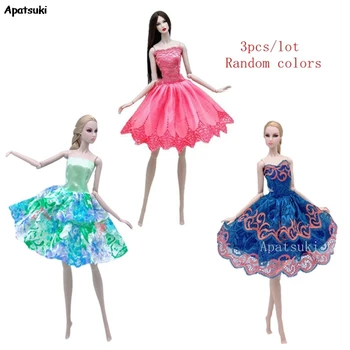 3db/lot Random Ballet Tutu ruha Barbie baba ruhákhoz Estélyi ruha Barbie babákhoz Ruhák 1/6 Babaház kiegészítők Játékok