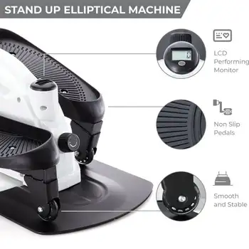  kompakt elliptikus fitnesz Stand up and Sit Down Step Machine, hordozható mini stepper gyakorlat, ülve, fogantyú, digitális rea 2