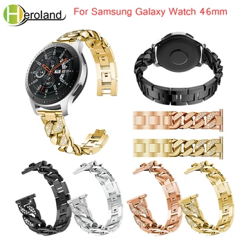 óraszíj Samsung Galaxy Watch 46mm 3 45mm szíj karkötő Samsung Gear S3 rozsdamentes acél fém wirst fehér gyémánt