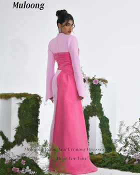 Muloong rózsaszín magas nyakú maxi ruha padló hossza rakott sellő szaúdi aribiai női luxus formális ruha 2023 1
