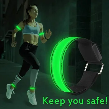 2 csomag Futófény Sport LED csuklópántok állítható izzó karkötők futóknak Kocogók Kerékpárosok Lovaglás Biztonsági kerékpár