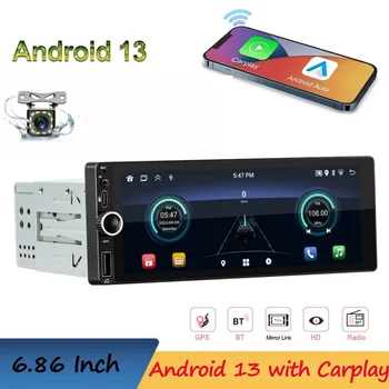 1 Din Android autórádió vezeték nélküli CarPlay Android-Auto Wifi Bluetooth kihangosító GPS FM RDS USB 6.86