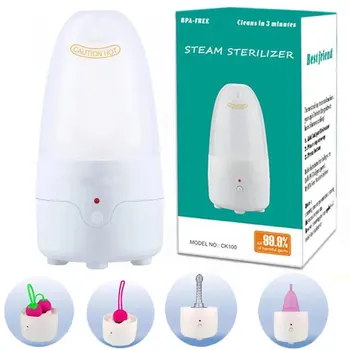 Speciális sterilizáló és tisztítás menstruációs csészékhez Gőzsterilizálás automatikus időzítővel, könnyen hordozható szilikon menstruáció