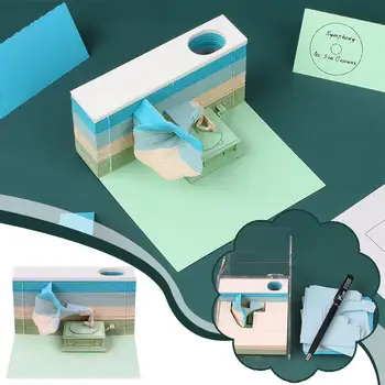 Retro érzések Fonográf 3D háromdimenziós jegyzet Megjegyzés Európai papír Amerikai kreatív könyv Ajándék papírfaragás és A1H6