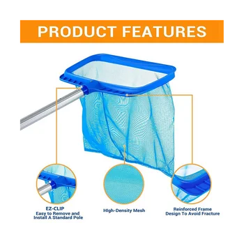 Pool Skimmer, Pool Skimmer Net, Swimming Pool Leaf Skimmer Net Nagyobb kapacitású medenceháló tisztításhoz, törmelék eltávolításához 1