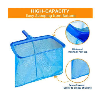 Pool Skimmer, Pool Skimmer Net, Swimming Pool Leaf Skimmer Net Nagyobb kapacitású medenceháló tisztításhoz, törmelék eltávolításához 3