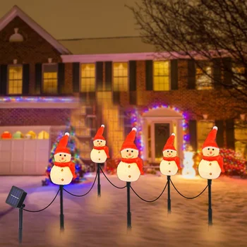 LED karácsonyi hóember fények kültéri vízálló napelemes kerti gyeplámpák ard kerítés lámpák ünnepi parti lámpás dekorációhoz