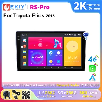 EKIY 2K képernyő CarPlay rádió Toyota Etios 2015 Android Auto multimédia lejátszó sztereó 4G GPS navigáció Ai Voice 2 Din DSP 0
