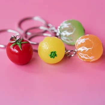 Új 3D szimuláció gyümölcs hámozott narancs paradicsom Kulcstartó kiegészítők Aranyos kulcstartók Autó kulcstartók Poggyász medál