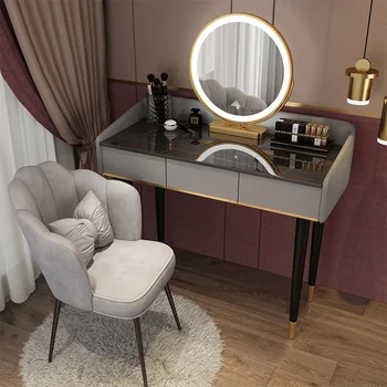 hálószoba Hiúság Smink Fésülködő Asztal Családi fa hálószoba Modern egyszerű női íróasztal tükör sminkbútorokkal 3