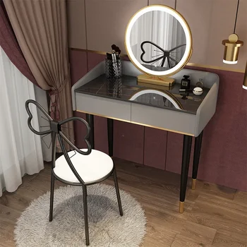 hálószoba Hiúság Smink Fésülködő Asztal Családi fa hálószoba Modern egyszerű női íróasztal tükör sminkbútorokkal 4