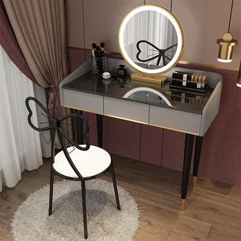 hálószoba Hiúság Smink Fésülködő Asztal Családi fa hálószoba Modern egyszerű női íróasztal tükör sminkbútorokkal 5