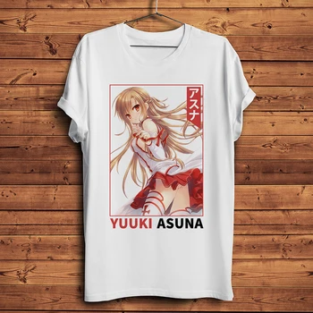 SAO Yuuki Asuna Yuki Vicces waifu Anime póló Férfiak Nyár Új fehér alkalmi póló Homme Streetwear Uniszex póló Kard Art