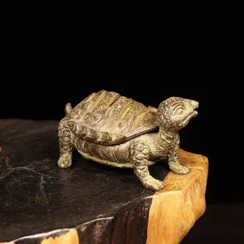 Gyűjthető dekoráció tea kisállat Régi réz tengeri teknős asztali szobor figura teknős 1