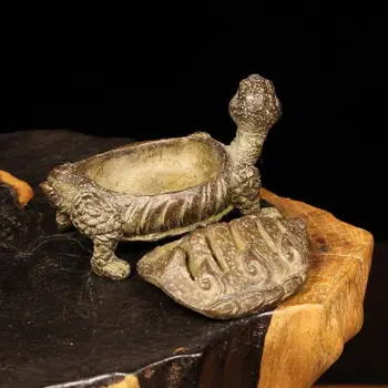 Gyűjthető dekoráció tea kisállat Régi réz tengeri teknős asztali szobor figura teknős 4