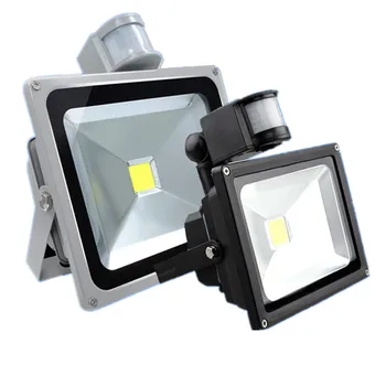 LED árvízfény mozgásérzékelő 10W / 20W / 30W / 50W vízálló AC110-260V LED PIR Floodlight reflektor fali lámpa Kültéri halogén fény