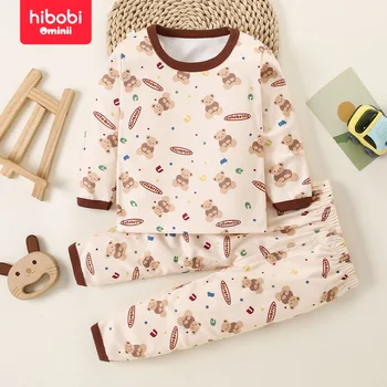 hibobi 2 részes meleg gyermekruha készlet fiúknak és lányoknak Őszi ruhák és nadrág szett pizsama otthoni ruha szett