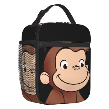 Kíváncsi George könyvek Hőszigetelt uzsonnás táskák Nők Barna majom hordozható uzsonnás táskája iskolába Kültéri tároló élelmiszerdoboz