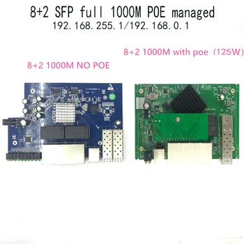 IP menedzsment 8 portos 10/100/1000Mbps PoE Ethernet switch modul Menedzselt switch modul 2 gigabites SFP bővítőhellyel gigabites switch