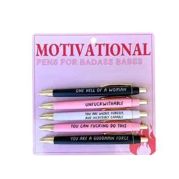 Motivációs tollak Finompontos tollak 5db visszahúzható bátorító golyóstoll Hosszú élettartamú írótollak Inspiráló tollak
