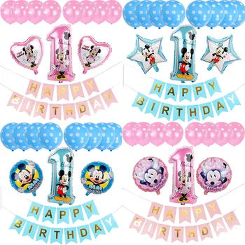 Disney Mickey Minnie alumínium léggömb baba első születésnapja témájú parti dekoráció rajzfilm léggömb szett