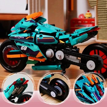 High-Tech Sport Rapid Racing mozdony Cyber motorkerékpár Moc Műszaki Építőelemek Motorkerékpár modell Buliding blokkok Játékok gyerekeknek Ajándék