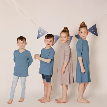 Uniszex hosszú ujjú szett rugalmas és kényelmes anyag gyermek 2db szett bordázott felső és nadrág családi ruhák kisfiú és lányok