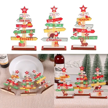Új karácsonyi dekoráció Fa asztallap álló díszek Üdvözöljük a karácsonyt Noel levél fa jel boldog karácsonyt dekoráció
