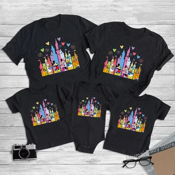 New Castle Mickey Minnie Family Matching ingek Pamut Apa Anya Gyerekek Első Disney Trip Póló Vicces Disneyworld pólók Felsők
