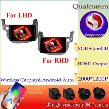 Android 13 Qualcomm Snapdragon Auto a Honda Fit Jazz 2007 - 2013 multimédiás videolejátszó rádió sztereó fejegység GPS navigáció
