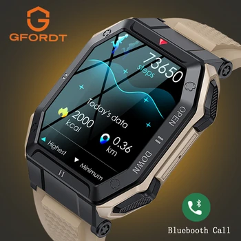 GFORDT 2023 férfi okosóra Bluetooth hívás 1.85'' 350mAh állapotmonitor IP68 vízálló Sport kültéri okosóra IOS Androidhoz